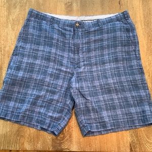 Peter Millar Waist 44R Seaside Linen Delave Shorts In Ocean Blue with 10" Inseam